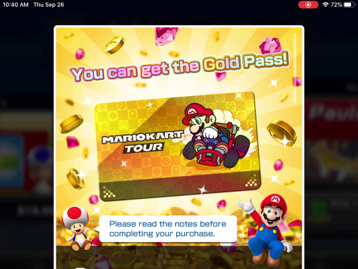 For $4.99 per month, the Gold Pass will let you unlock items faster. You also need it to race at 200cc, the fastest and most rewarding speed setting.