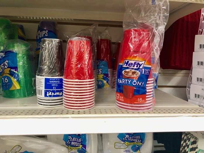 And we also picked up some classic red party cups for $1.