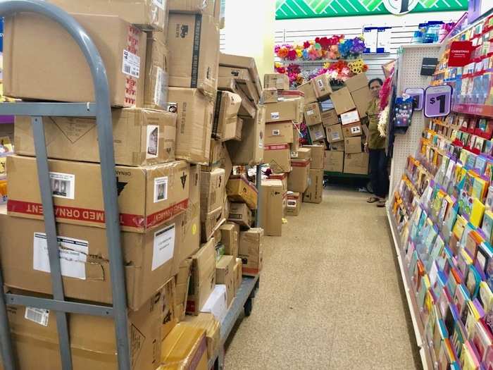 It seemed as though the store was in the process of unloading merchandise onto shelves. However, many carts looked completely neglected.