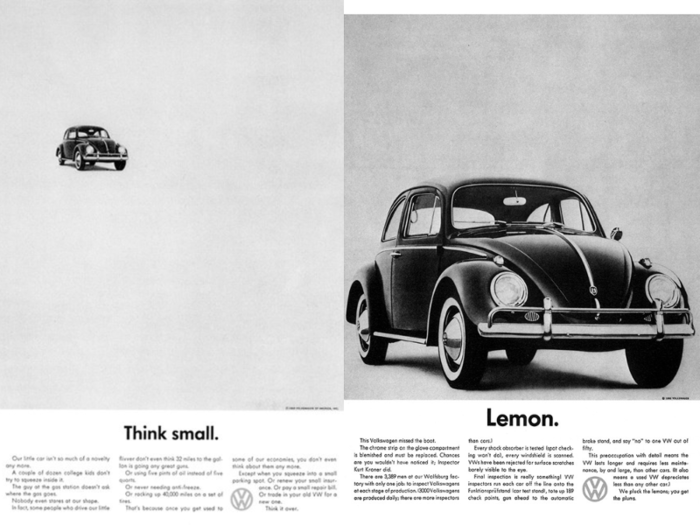 Volkswagen created the original anti-ad in 1959.