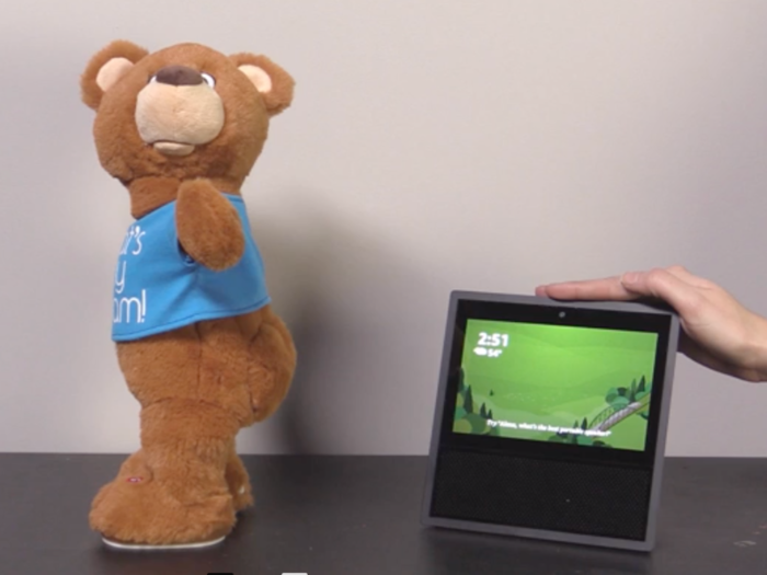 This twerking teddy bear responds to Alexa commands. The bear, made by Gemmy, will dance to music, lip-sync the weather and other commands coming from your Echo device, and also twerk to your alarms, timers, and event notifications.