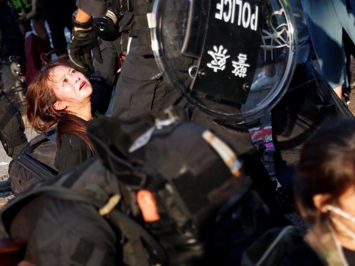 Hong Kong authorities said 96 protesters had been arrested and 31 people were in the hospital.