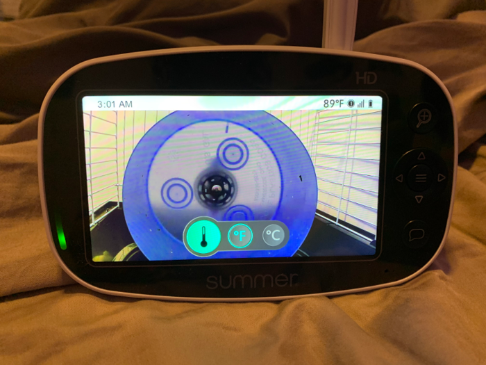 The monitor gives some information useful to both human parents and hedgehog owners. I like that I can see the temperature inside the cage, although the camera was really close to the heat lamp, so its probably a little higher than the actual temperature.