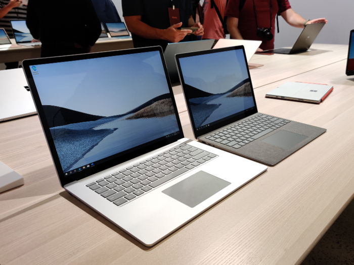 A Surface Laptop 3 and a new 15-inch Surface Laptop 3 with sleek designs.