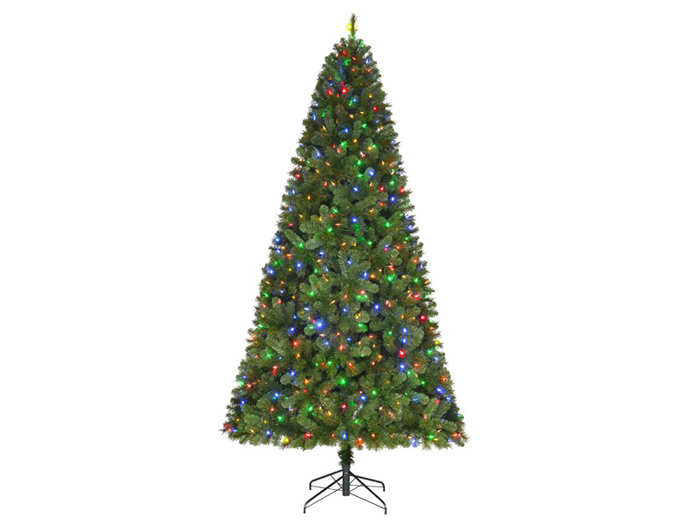 A pre-lit spruce Christmas tree with 650 color changing lights