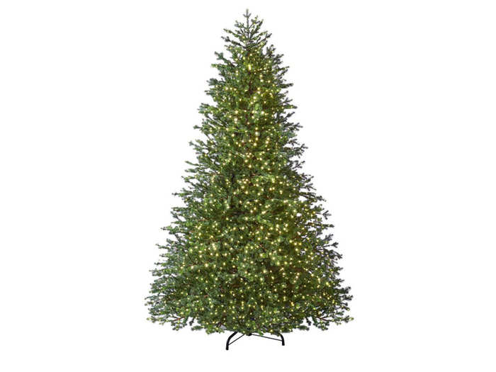 A pre-lit fir Christmas tree with 2,000 warm white lights