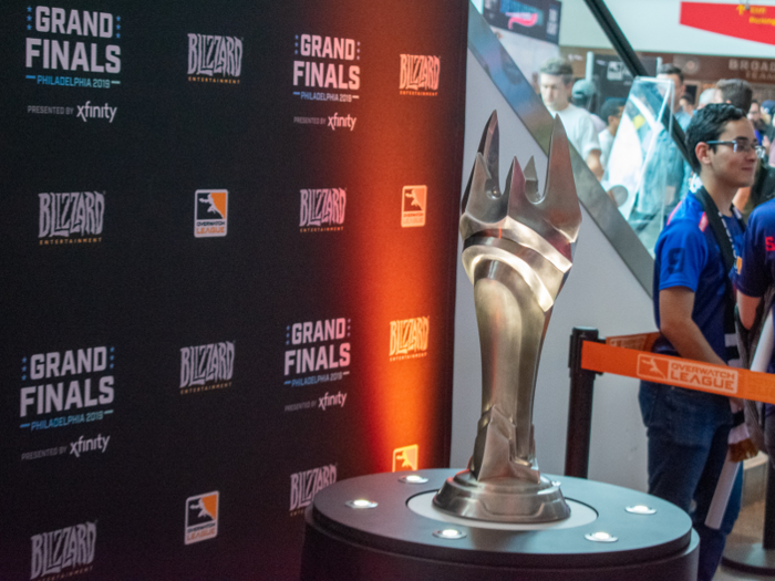 In the arena concourse, fans could get a glimpse at the Grand Finals trophy that the Shock and Titans would soon be fighting to win.