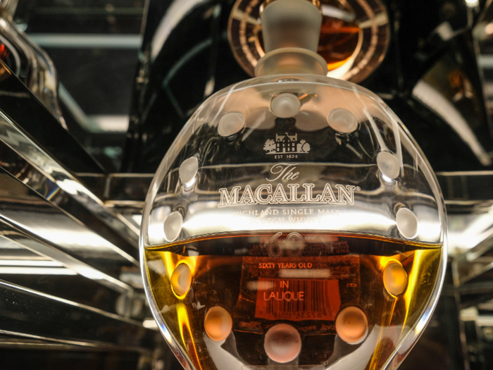 And a two-ounce glass of a rare Macallan scotch whiskey goes for about $3,000.