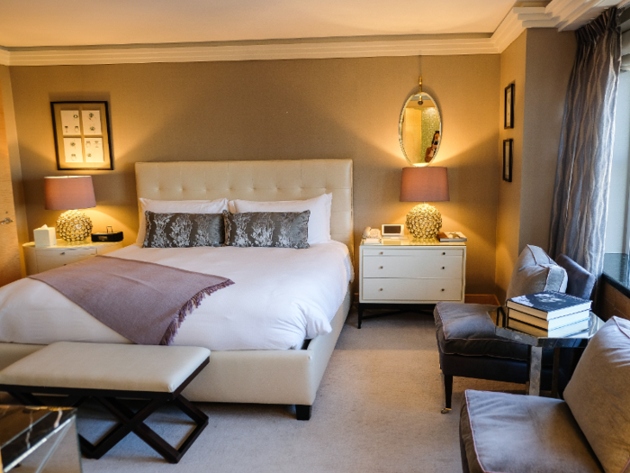 The Jewel Suite had a much more romantic vibe than the Champagne Suite. The master bedroom was decorated in warm neutral tones with lavender highlights.