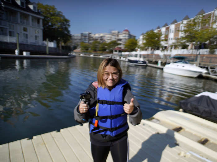 After I suited up, David offered to take my picture before we got out on the water.