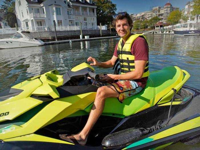 David started jet skiing to work in April and he plans to do so until November.