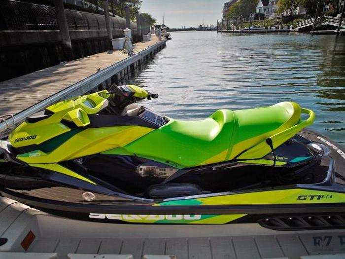 The jet ski can hold three people safely, and the seat is comfortable.