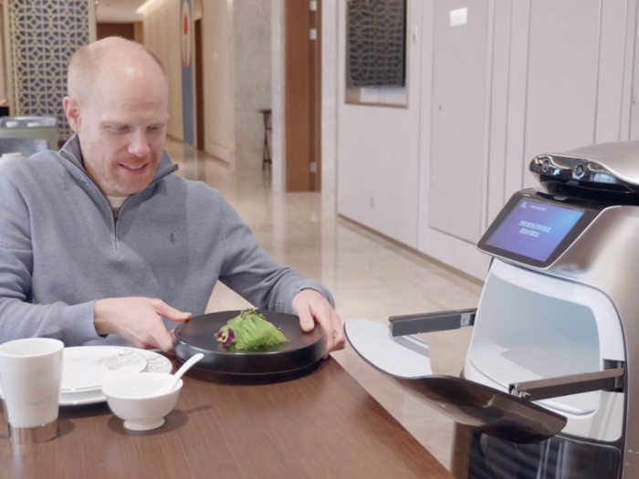 The robots also serve meals in the hotel restaurant.