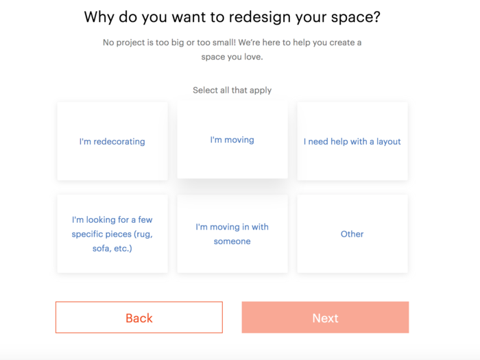 And select what the reason for the redesign is.