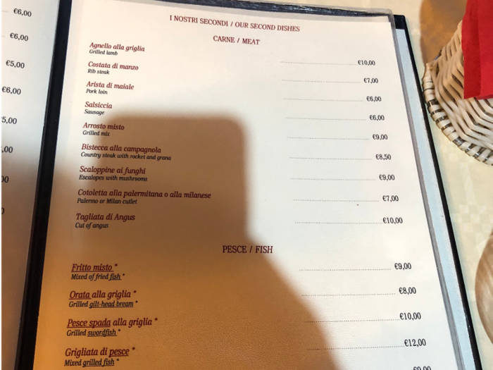 I ordered a steak for €8.50 ($9).