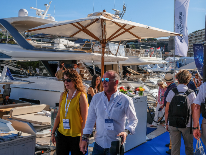 The quais of Port Hercules were hectic and crowded during the yacht show.