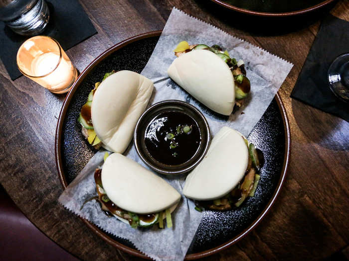 The chashu bao looked absolutely gorgeous. They were steamed buns filled with pork belly, pickles, green onions, and hoisin sauce.