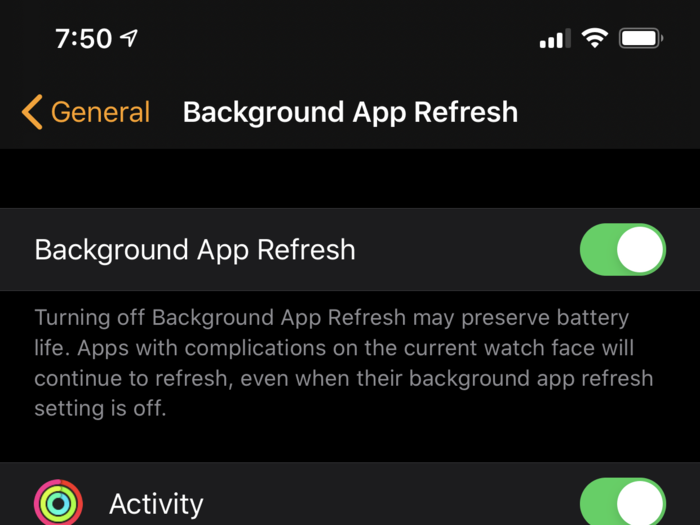 Turn off Background App Refresh