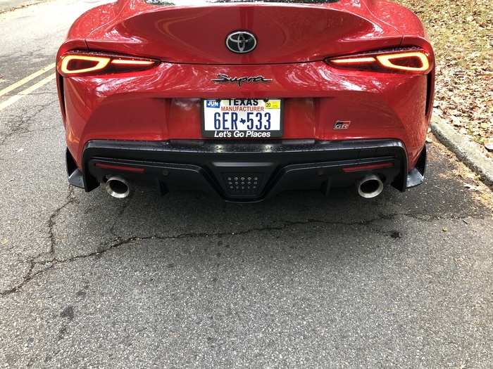  Dual exhaust pipes are a clue that this car has some serious giddy-up. There