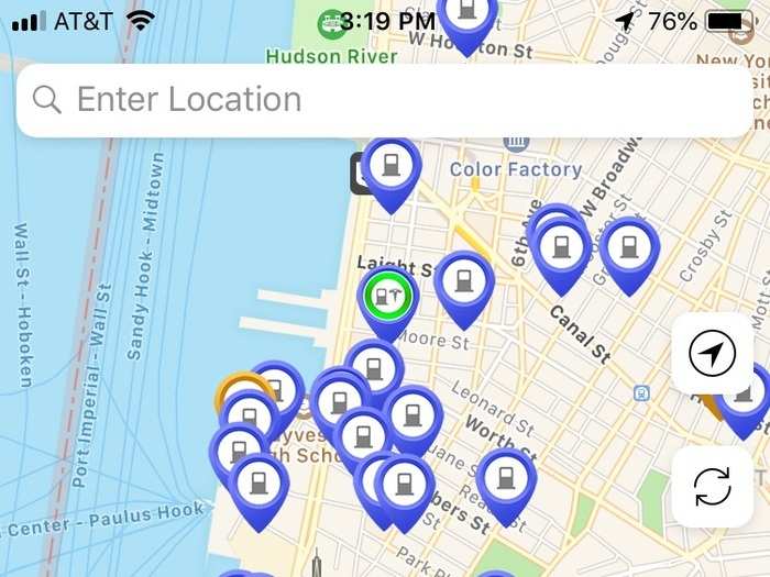 The next day, I began using the ChargeHub app, which allows you to search for nearby charging stations and locate them on a map.