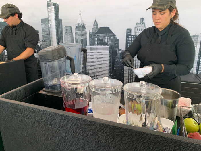 There were numerous food and beverage stations set up around the tent, and they remained open and available throughout the entire event. First, I hit up a smoothie bar.