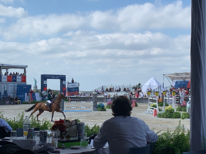 I had a perfect view of the course from where I was seated — which was right next to the table set aside for Georgina Bloomberg (the daughter of former NYC mayor Michael Bloomberg) and New York Empire, the equestrian team she owns.