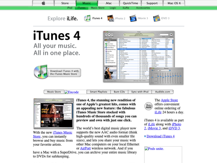 The iTunes Music Store launched in 2004, with thousands of songs available for $.99. "Consumers don