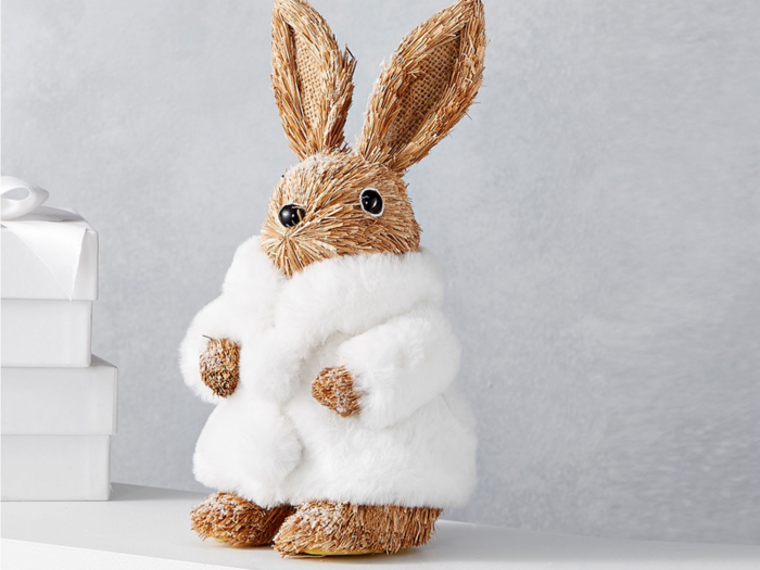 A delightfully fluffy and wintry rabbit figurine