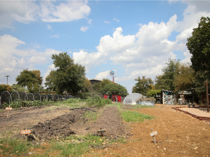 Two acres of organic gardens provide fresh produce that