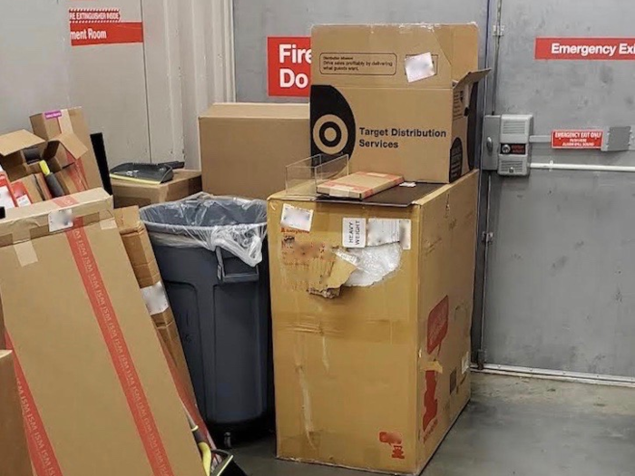 In some cases, overcrowding has led to unsafe situations. An employee at an East Coast Target sent a photo of a blocked fire exit in his store, taken in July.