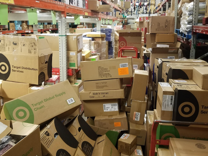 A former employee in a Minnesota Target dubbed this section of her back room "Mount Repack."