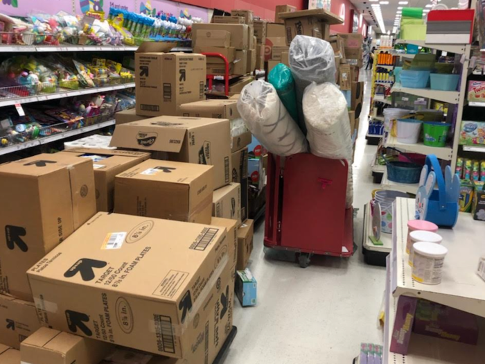 This California Target had a mess bleeding into the aisles.