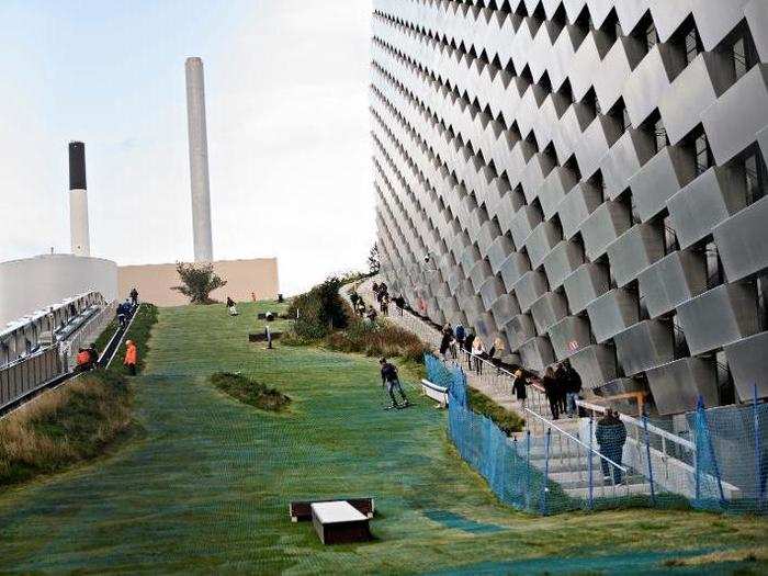 The ski slope is made of neveplast, a synthetic turf that