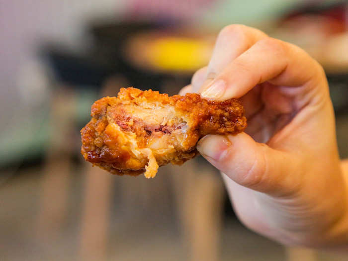 Another taste tester bit into a drumstick and was immediately off-put by the messy, fatty meat inside. However, we did concede that at least the wings weren