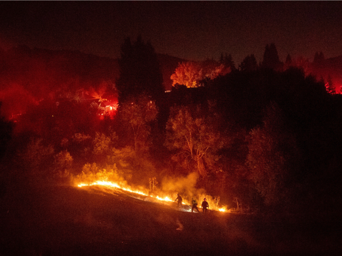 But fires have been burning. This one was burning in Moraga, on Wednesday night, and on Thursday morning half a dozen more were burning across the state. National Weather Service meteorologist Steve Anderson also told ABC News gusts up to 45 mph were forecast. "Don