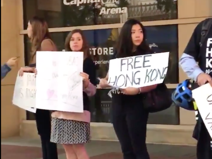 Fans have since weighed in on the controversy. On Tuesday, fans began showing up to games with T-shirts and signs voicing support for Hong Kong.