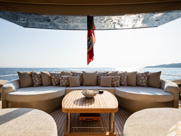 The sun deck has plenty of space for sunbathing, as well as an al fresco dining area.