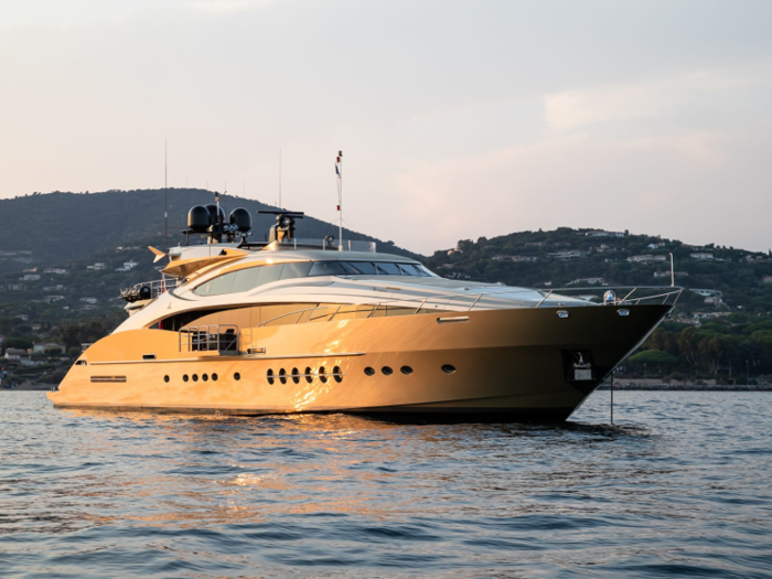 The first yacht I was able to tour was Hokulani, a 150-foot superyacht with a distinctive, Champagne-colored hull.