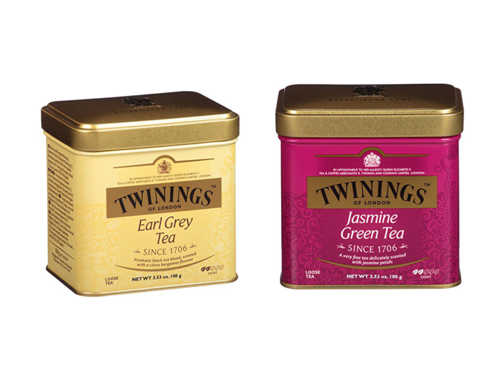 A tin of British tea leaves from Twinnings