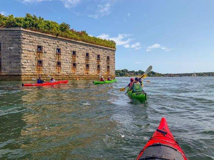 Since there was another tour group at the launch where we were supposed to dock, we got to paddle around the perimeter of the fort while we waiting for them to disembark.