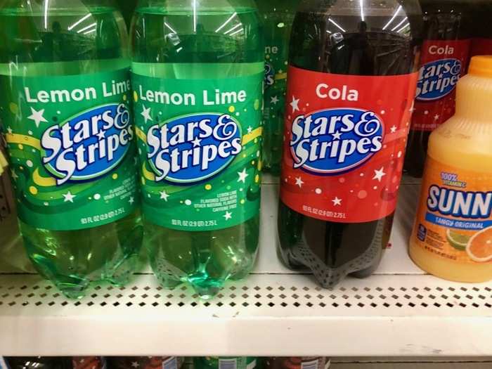 We enjoyed perusing through these off-brand bottles of soda.