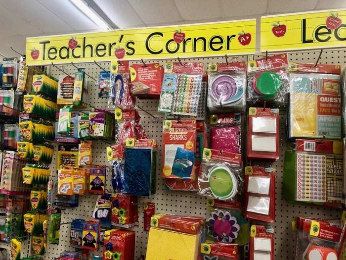  ... and a charmingly decorated section devoted to supplies for teachers. 