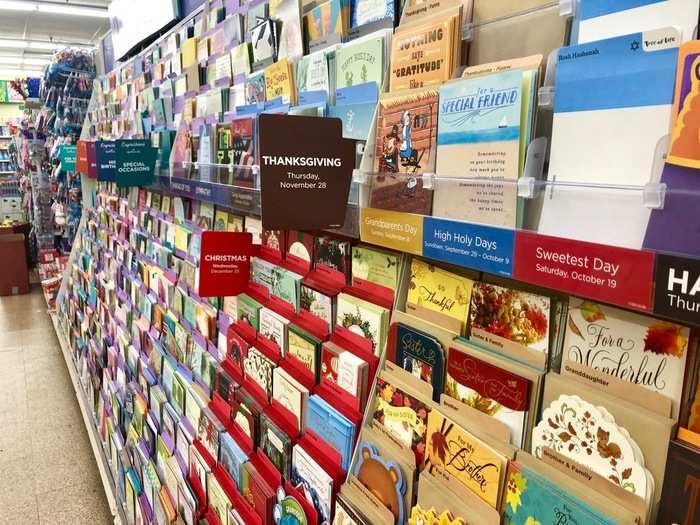 Like in Jersey City, there was a sizable greeting card section here ...