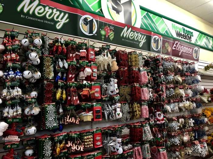 There was also a similarly organized section of Christmas decorations.