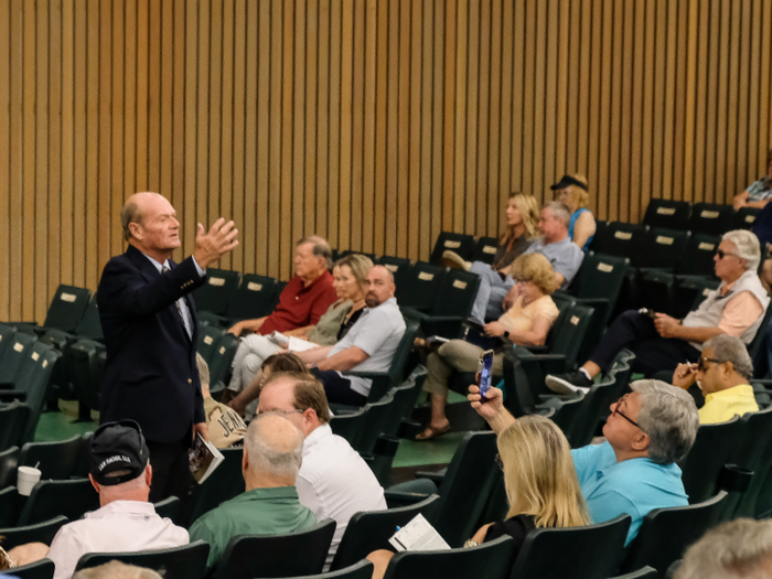 While the bid spotters wore suits, most of the guests at the sale were casually dressed.