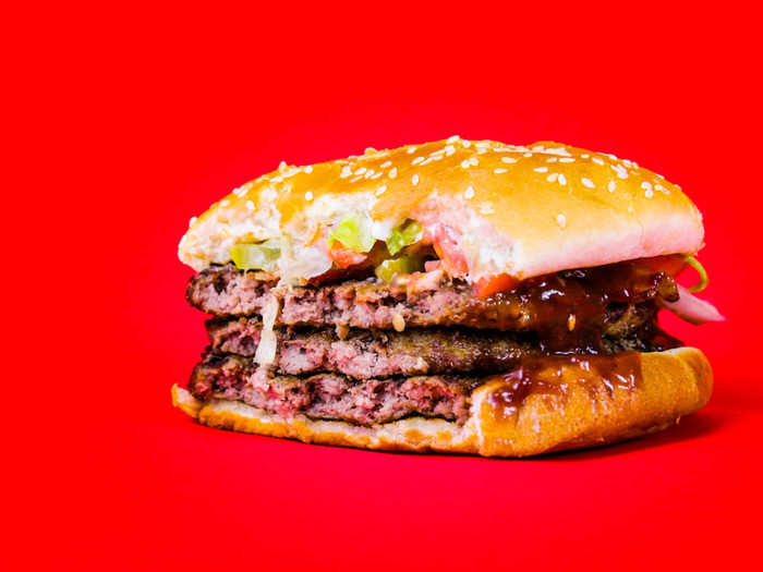 This burger looks, tastes, and feels completely unnecessary. It contains enough protein and calories to provide two full meals for the average American woman.