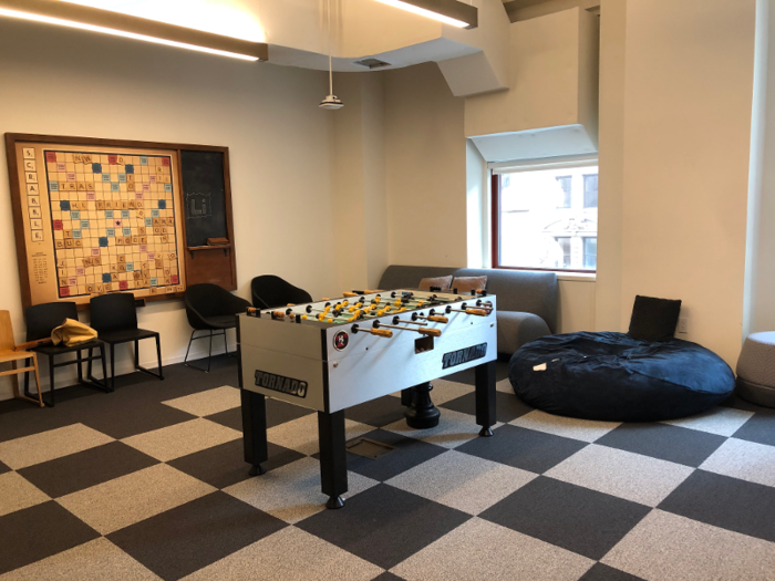 And of course, LinkedIn had a game room, complete with a giant chess board, Scrabble board, bean bag chairs, and pool table.