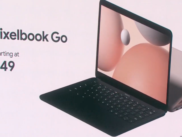 10:23 ET —Google announced the $649 Pixelbook Go, a new notebook using Chrome OS. The Pixel Book Go will have 12 hours of battery ilfe, while weighing just two pounds, and its 13 mm thick.