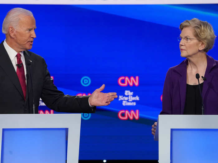 7. Towards the end of the debate, Warren and Biden — who are currently battling to hold the frontrunner status in the race — jostled over who had secured more concrete political accomplishments.