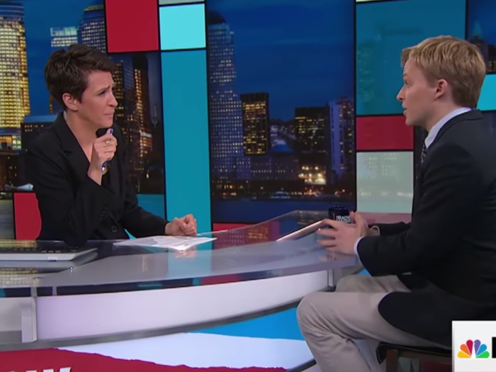 The evening the investigation is published, Farrow tells Rachel Maddow on air that he took his story to The New Yorker after NBC News passed on it.